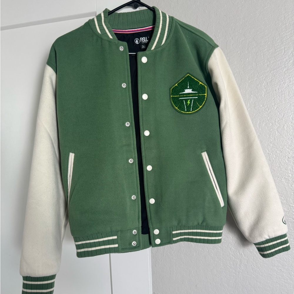 Green and Cream Varsity Jacket Seattle Storm WNBA